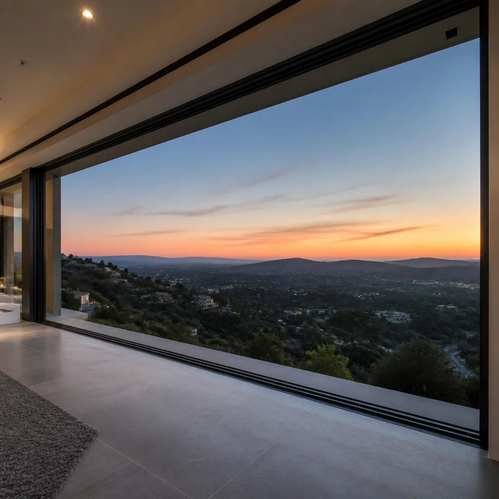 Luxury floor-to-ceiling custom window installation with sunset mountain view in Hialeah, FL