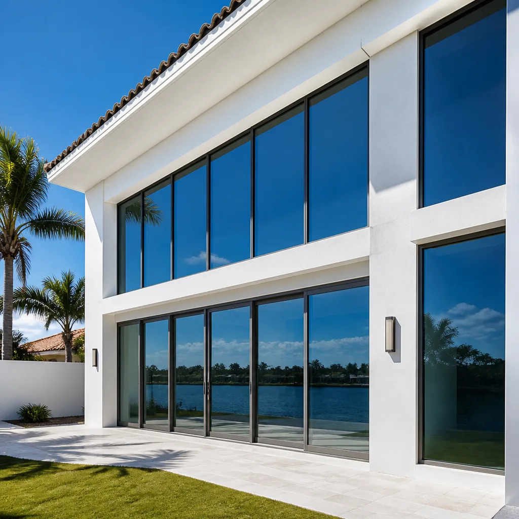 Modern luxury home with high-quality impact windows and sliding glass doors in Miramar, FL