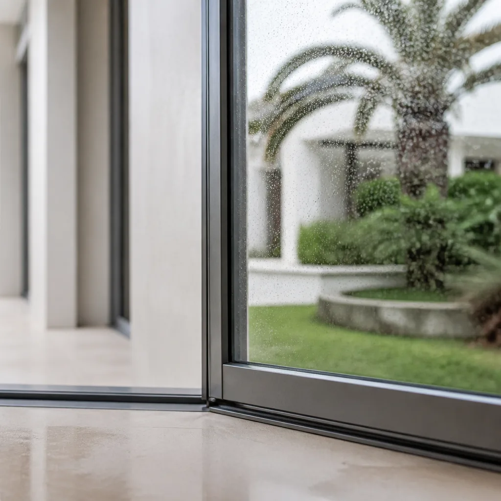 Modern glass sliding door installation in a minimalist residential home